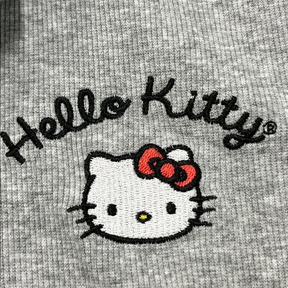 HELLO KITTY by Sanrio Polo Johnny Collar Stretch Rib Knit Grey Short SL Dress XL - Picture 10 of 16